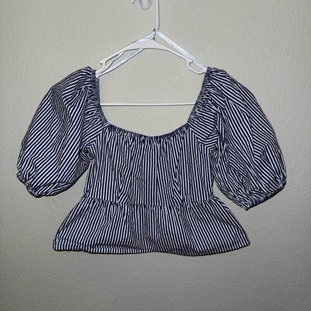 Striped Puff Sleeve Top